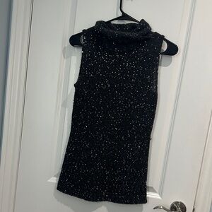 Jacob Black Knit Turtleneck with Silver Sequin Accents